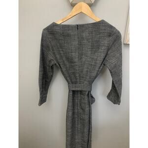 H&M Small Womens tweed sheath tie waist plaid dress knee length